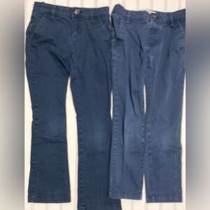 Old Navy Girl’s Uniform Pants Navy Blue Skinny Jeans Boot Cut Distressed Faded 8